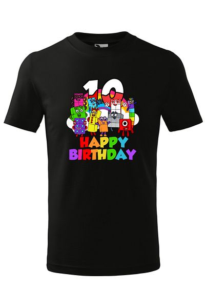 Malfini Tricou personalizat, "Numberblocks - Happy Birthday ", 10 ani