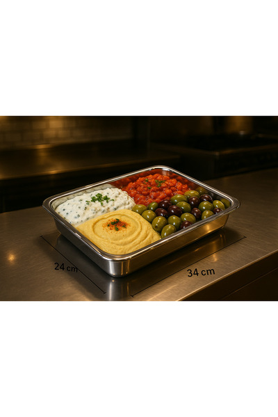 Veliday Paslanmaz Çelik Meze Küveti 34 cm * 24 cm - Paslanmaz Çelik Küvet