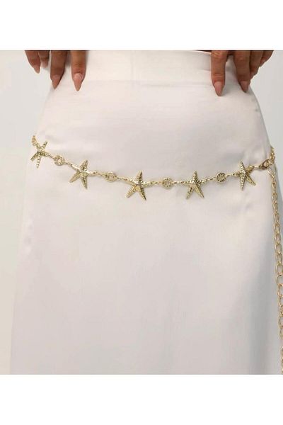 Lydie's Star Gold Chain Detailed Women's Belt Waist Chain
