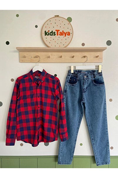 kidstalya Checkered Shirt-Jean Set