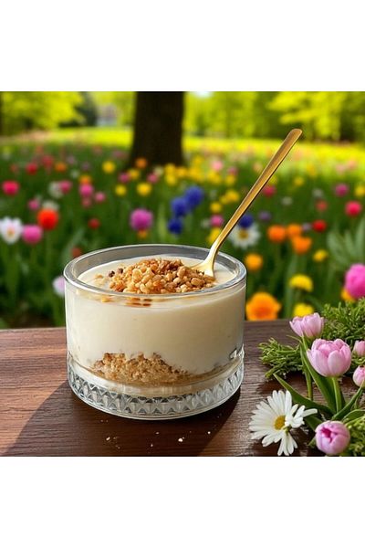 YzHome 6-Piece Glass Striped Dessert Bowl Glass Cookie Bowl Striped Magnolia Magnolia Bowl 9cm