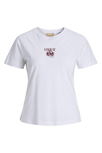 Jack & Jones Kadin Bisiklet Yaka Baskili Tisört - Carly