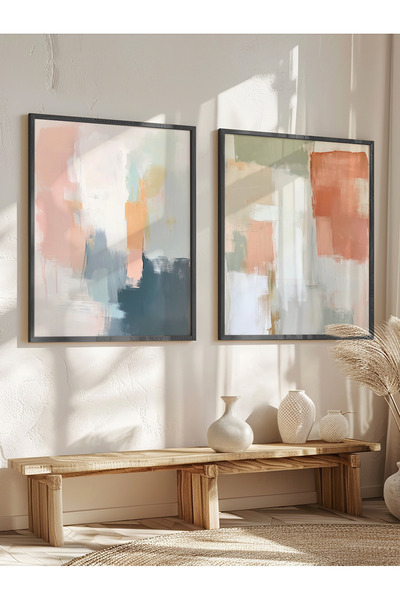 STARYUNA Pictură modernă cu efect de pictură în ulei, set de 2 picturi cu ram...