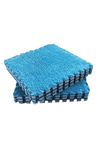 LEIBOO Set 10 piese Mocheta Pufoasa tip Covor Puzzle cu Spuma EVA, 30 cm x 30 cm x 1 cm, Albastru