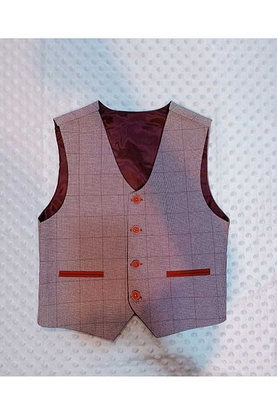 Terry Claret Red Checked Blazer Sport Vest