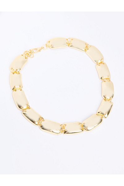 Jimmy Key Gold Color Metal Rectangular Adjustable Necklace