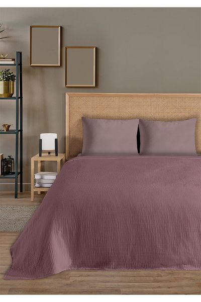 Evim 100% Natural Cotton 4 Layer Muslin Luxury Single Pique Set Dusty Rose160X230Cm