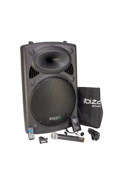 IBIZA Active Portable Speaker 800w, Bt, Fm, Sd, Usb, Karaoke, 2 Uhf Microphones, Case