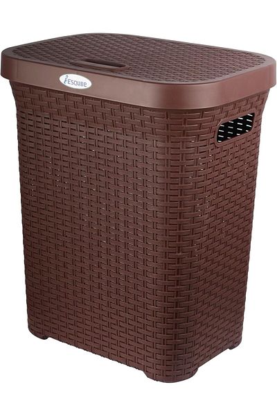 NEXTBRIDGE - LAUNDRY BASKET WITH LID - GREY 50 LTR CAPACITY