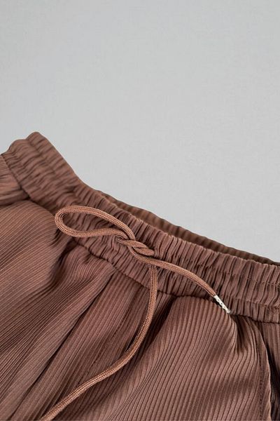 Ferhatlı Women's Men's Corded Shorts Ottoman Fabric Seasonal Lycra Lace-Up Shorts with Pockets