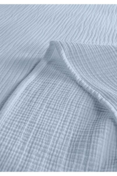 Evim 100% Natural Cotton 4 Layer Muslin Luxury Single Pique Set Light Blue 160X230Cm