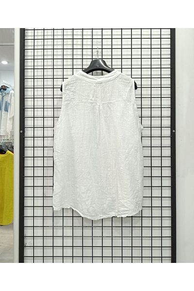 Butik Şans Solid Color Pocket Detail Zero Sleeve Italian Blouse