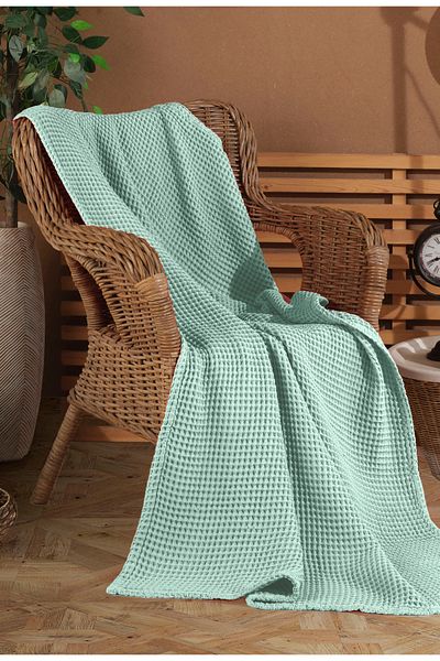 destinyhometex Waffle Pattern Fringeless Sofa Cover/Tv Blanket 100X200Cm