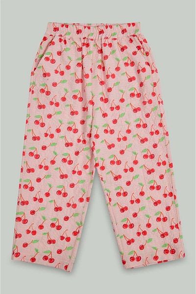 minojoy Cherry Patterned Girl's Trousers with Pockets