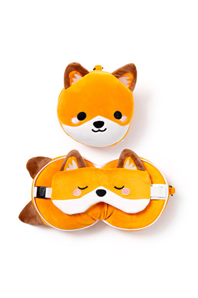 Relaxeazzz وسادة سفر للأطفال وقناع للعين - أدورامالز فينيك الثعلب