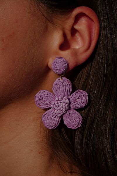 Rumon Daisy Design Straw Earrings