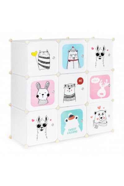 Modern home Organizator modular pentru garderobă, ModernHome, 9 sertare modulare, polipropilenă, cadru metalic, alb