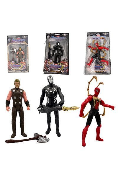 HAIZOL Action Figure Toy 3-Pack, Iron Man, 6-inch Figures, Spider-Man, Captain America, For Kids Ages 4 and