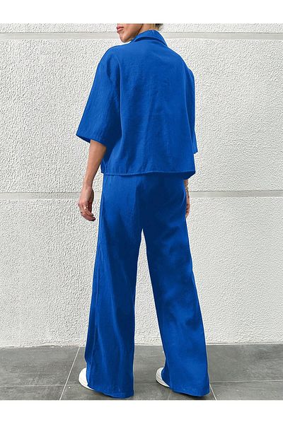 JESSE STORY Women's Wide Leg Pants Kupra Fabric Elastic Waist