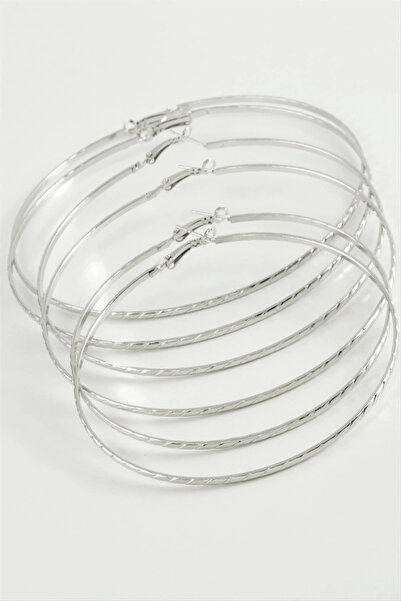 Eco Lounge Chain Patterned Metal Hoop Earrings 6 Pieces
