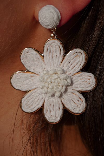 Rumon Daisy Design Straw Earrings