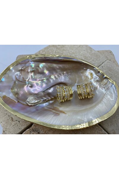 Byoz store 14k kaplama zirkon kaplama antialerjik kıkırdak küpesi 2li çoklu görümlü küpe