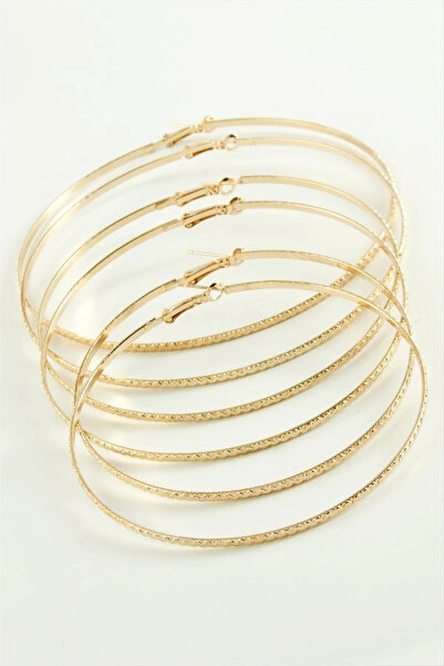Eco Lounge Zigzag Patterned Metal Hoop Earrings 6 Pieces