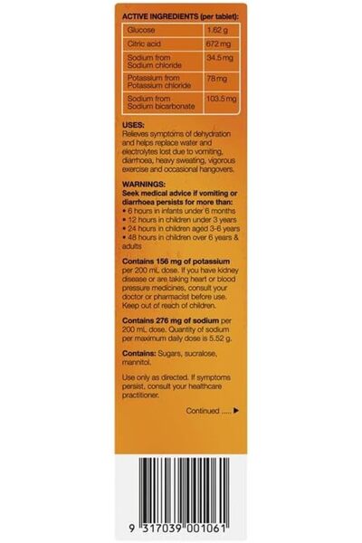 HYDRALYTE Effervescent Electrolyte Tablets by Hydralyte, Orange Flavor (20 servings)