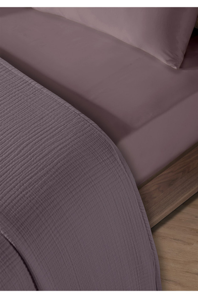 Evim 100% Natural Cotton 4 Layer Muslin Luxury Single Pique Set Dark Lilac 160X230Cm
