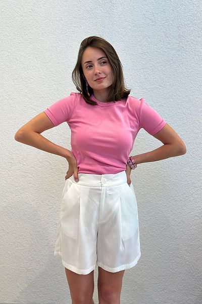 novon Tricou din bumbac cu mânecă scurtă cu decolteu