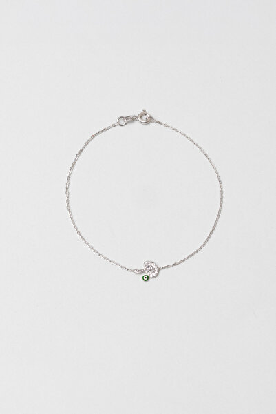 So CHIC... P Harfi 18 Ayar Beyaz Altın Kaplama 19 Cm Gümüş Bileklik