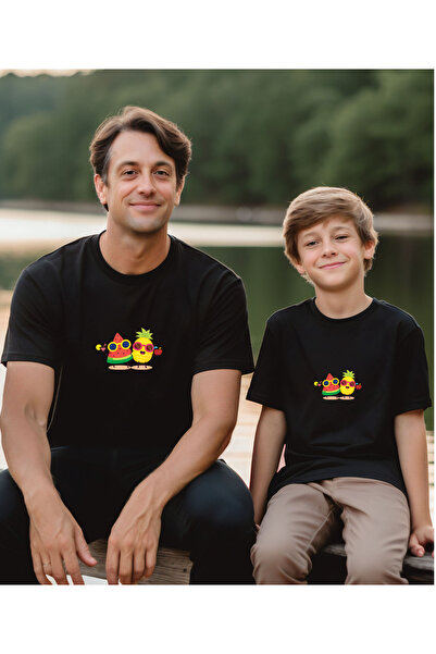 ASELİNDA تي شيرت مطبوع عليه البطيخ والأناناس للعائلة (أضف قطعتين لعمل المزيج)