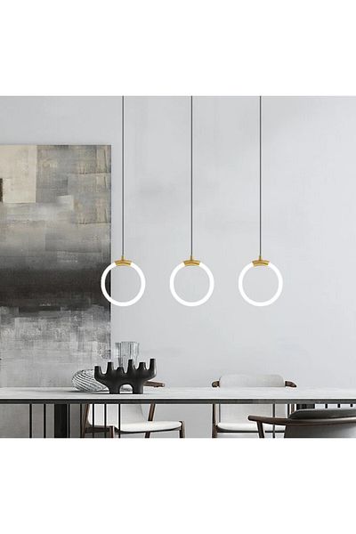 LUXXO Candelabru LED, 3x28W, Lumină rece (6500K), Corp din aluminiu, Difuzor acrilic, 80x28x2cm, Cercle