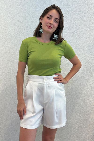 novon Tricou din bumbac cu mânecă scurtă cu decolteu