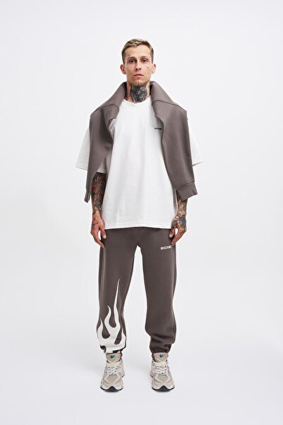 Machinist Мъжки спортни панталони с пламъчен принт Asphalt