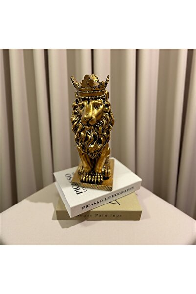 NariHome Dekoratif Biblo Taçlı Aslan Heykeli