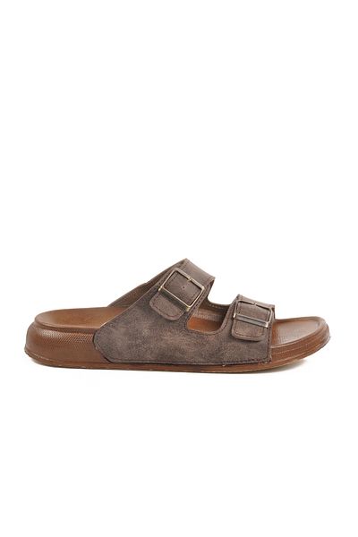 Foxter Brown Double Buckle Men's Flat Slippers