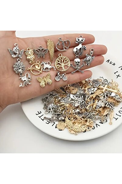 Feron accessories Altın ve Gümüş Renk 15 Adet Karışık Rastgele Minimal Kolye Ucu