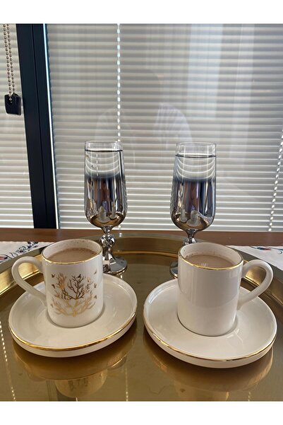 Mottona طقم كؤوس قهوة بوهيميا كريستال مكون من 6 قطع بلاتينيوم 180 سي سي