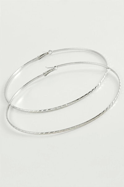 Eco Lounge Chain Striped Metal Hoop Earrings 8-9-10 cm