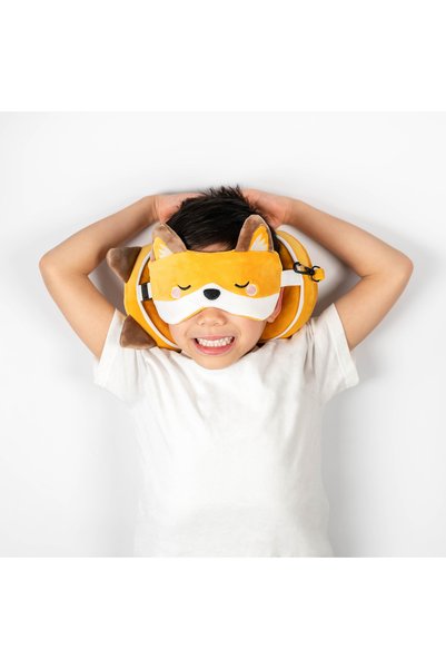 Relaxeazzz Çocuk Seyahat Yastığı ve Göz Maskesi-Adoramals Finnick the Fox