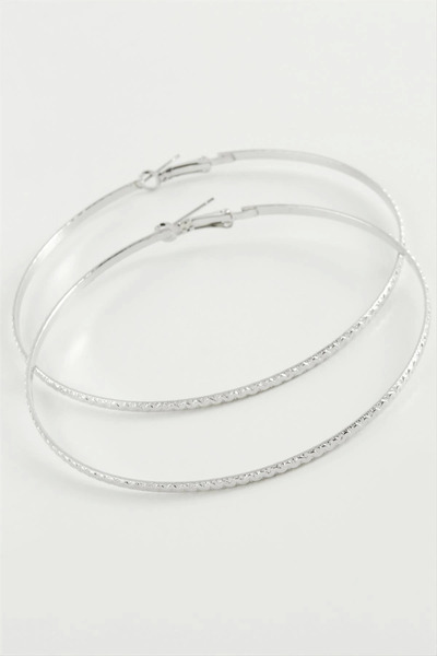 Eco Lounge Twisted Zigzag Metal Hoop Earrings 8-9-10 cm