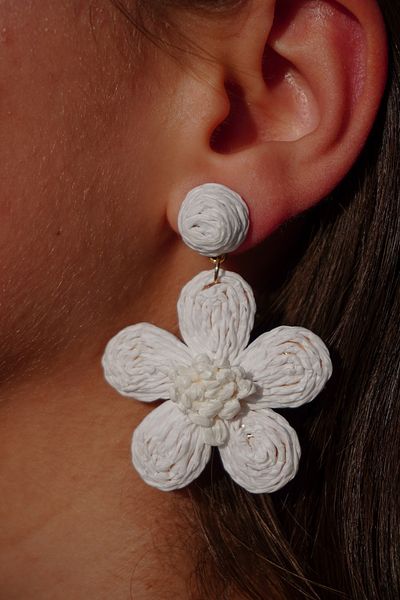 Rumon Daisy Design Straw Earrings