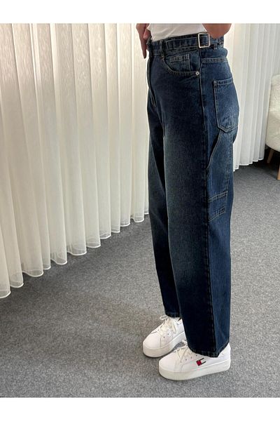 Shield Life Alley Double Belt Tint Blue High Waist Women's Pants 100% Pembo
