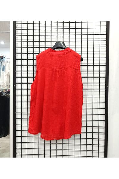 Butik Şans Solid Color Pocket Detail Zero Sleeve Italian Blouse