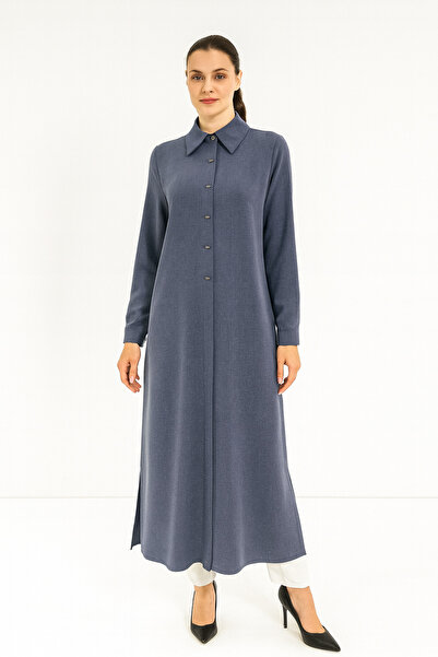 PERFECT 1552 ÖNDEN GİZLİ DÜĞMELİ GÖMLEK YAKA A KESİM TUNİK KAP #05-25#