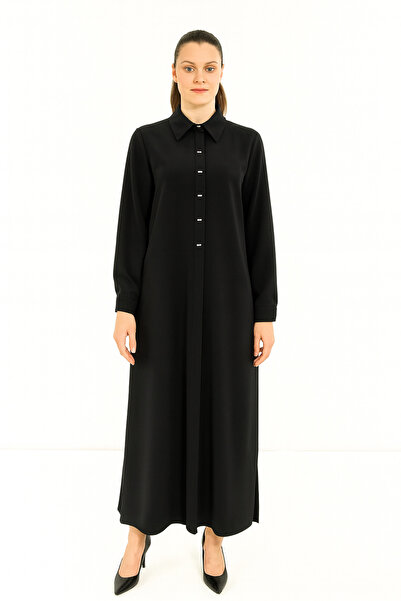 PERFECT 1552-1 ÖNDEN GİZLİ DÜĞMELİ KOL UCU MANŞETLİ A KESİM GİY-ÇIK KREP KAP ...