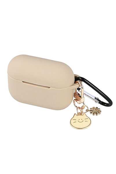 Bibilel Protective Case for Apple AirPods 1/2, Pendant and Carabiner, Silicone, Caramel