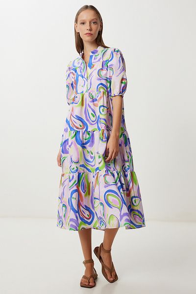 Lovelyİstanbul Rochie de vară cu volan cu model LFG0047 LILA BLUE