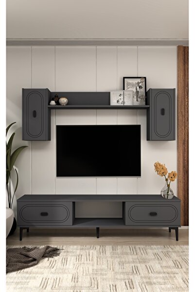 DEMONTE DECOR WENYDD TV ÜNİTESİ TAKIMI ANTRASİT-ANTRASİT